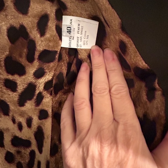 Dolce & Gabbana Leopard Print Lined Blazer in Olive - Picture 5 of 7